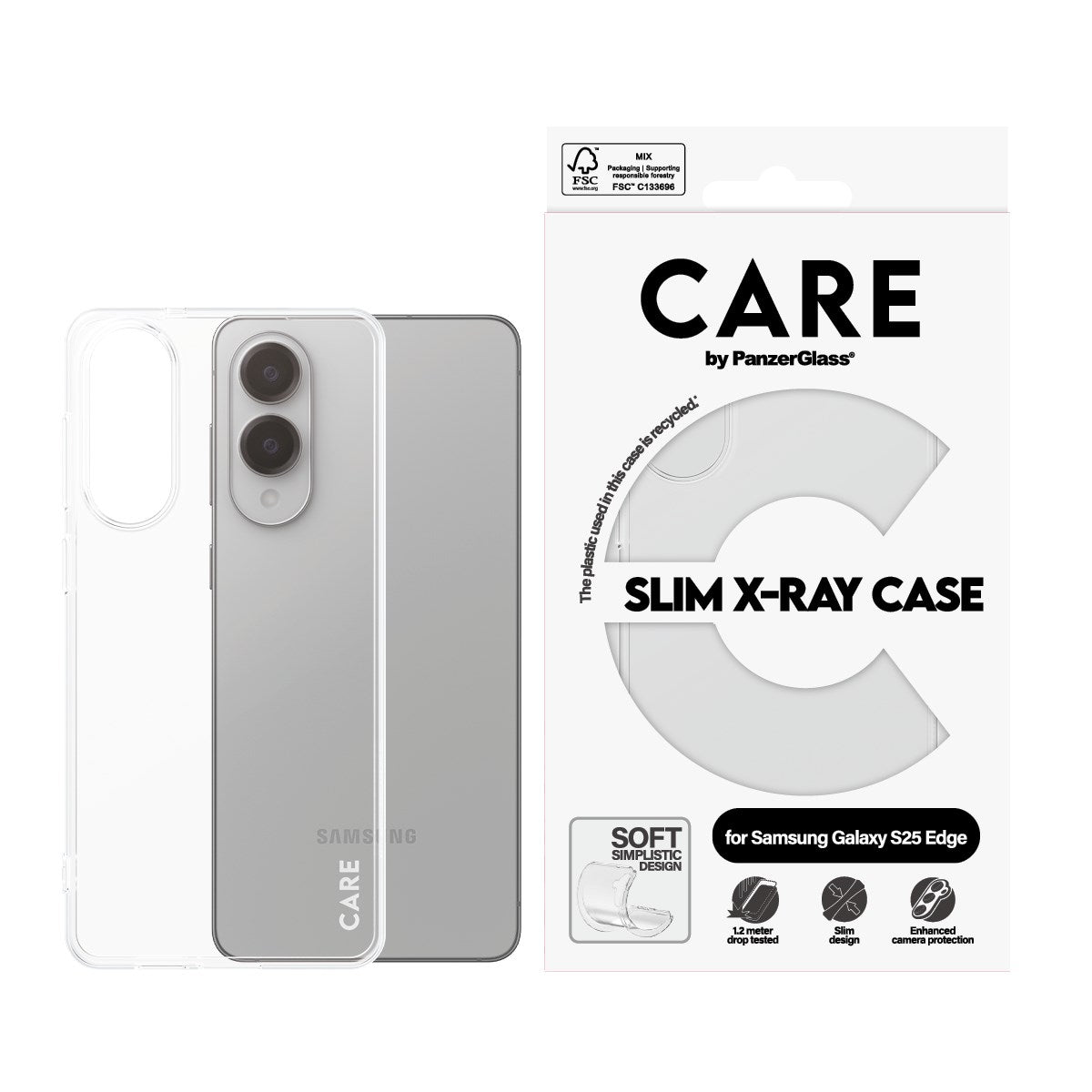 CARE by PanzerGlass® Fashionable Case Transparent X-Ray Soft Basic Samsung S25 Edge